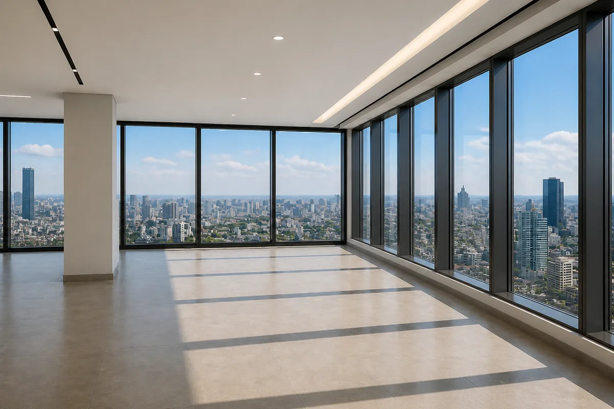 Мытьё панорамного остекления офиса